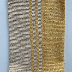 Handwoven Cotton and Linen Tea Towel in Cheerful Yellow Modern Block Pattern image 1