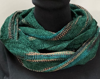 Handwoven  Infinity Scarves in Vermont Greens