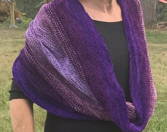 Handwoven In Royal Colors Infinity Shawl: Luxurious Rayon Chenille Shawl