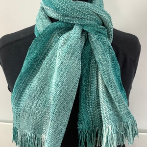 Handwoven Scarves in Beautiful Teal Blues image 1