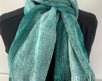 Handwoven Scarves in Beautiful Teal Blues