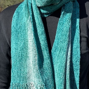 Handwoven Scarves in Beautiful Teal Blues image 8