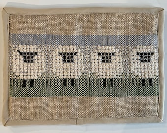 Handwoven Hot Pad Featuring Vermont Sheep