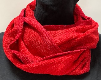 Handwoven  Infinity Scarves in Glorious Red