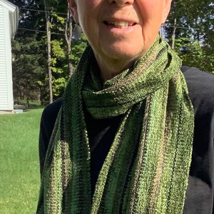 Handwoven Scarves in Vermont Greens image 1