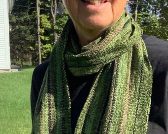 Handwoven Scarves in Vermont Greens