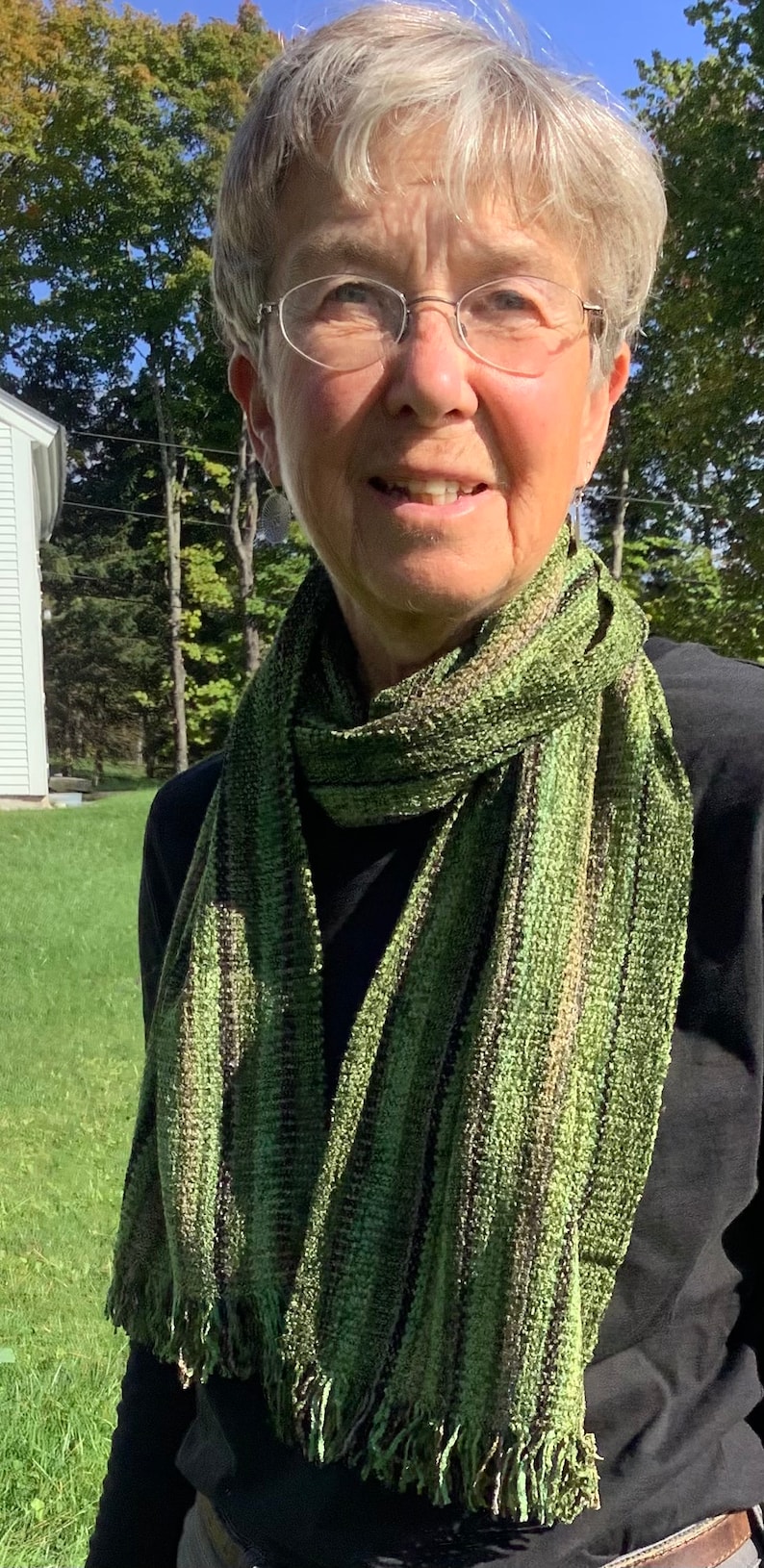 Handwoven Scarves in Vermont Greens image 1