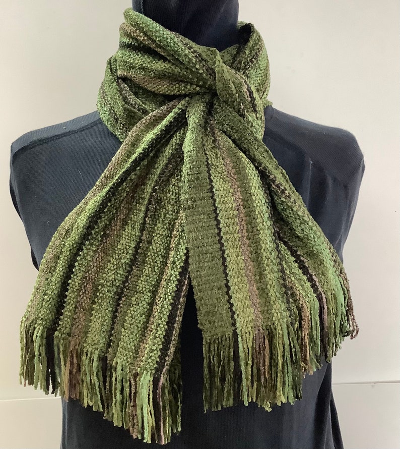 Handwoven Scarves in Vermont Greens image 2