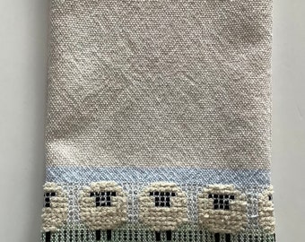 Handwoven Tea Towels Featuring Vermont Sheep