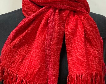 Handwoven Scarves in Glorious Red