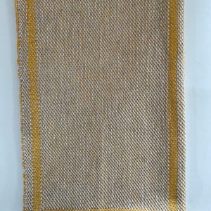 Handwoven Cotton and Linen Tea Towel in Cheerful Yellow Modern Block Pattern image 5