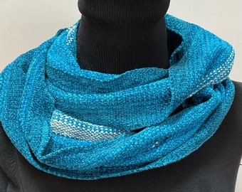 Handwoven  Infinity Scarves in Beautiful Azure Blue