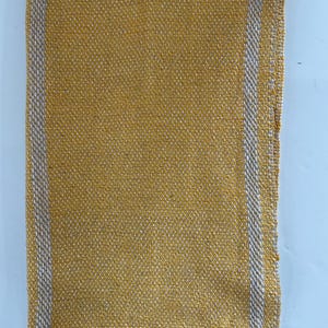 Handwoven Cotton and Linen Tea Towel in Cheerful Yellow Modern Block Pattern image 4