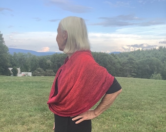 Handwoven Infinity Shawls in Popular Red
