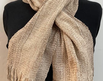 Handwoven Self Tie Scarf in New Neutrals