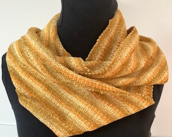 Handwoven  Infinity Scarf in Golden Stripe