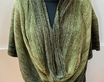 Handwoven Infinity Shawl in Vermont Greens