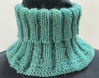 Vermont Hand Knit Wool Neckwarmer Stocking Stuffers in Teal