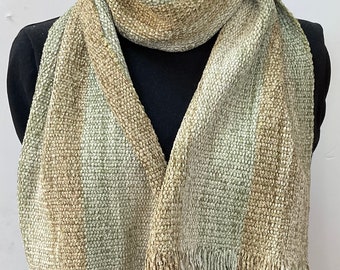 Handwoven Scarves in Soft Greens