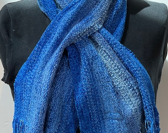 Handwoven Self Tie Scarves in Royal Blue