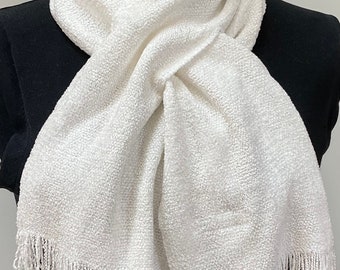 Handwoven Self Tie Scarves in Fashionable White