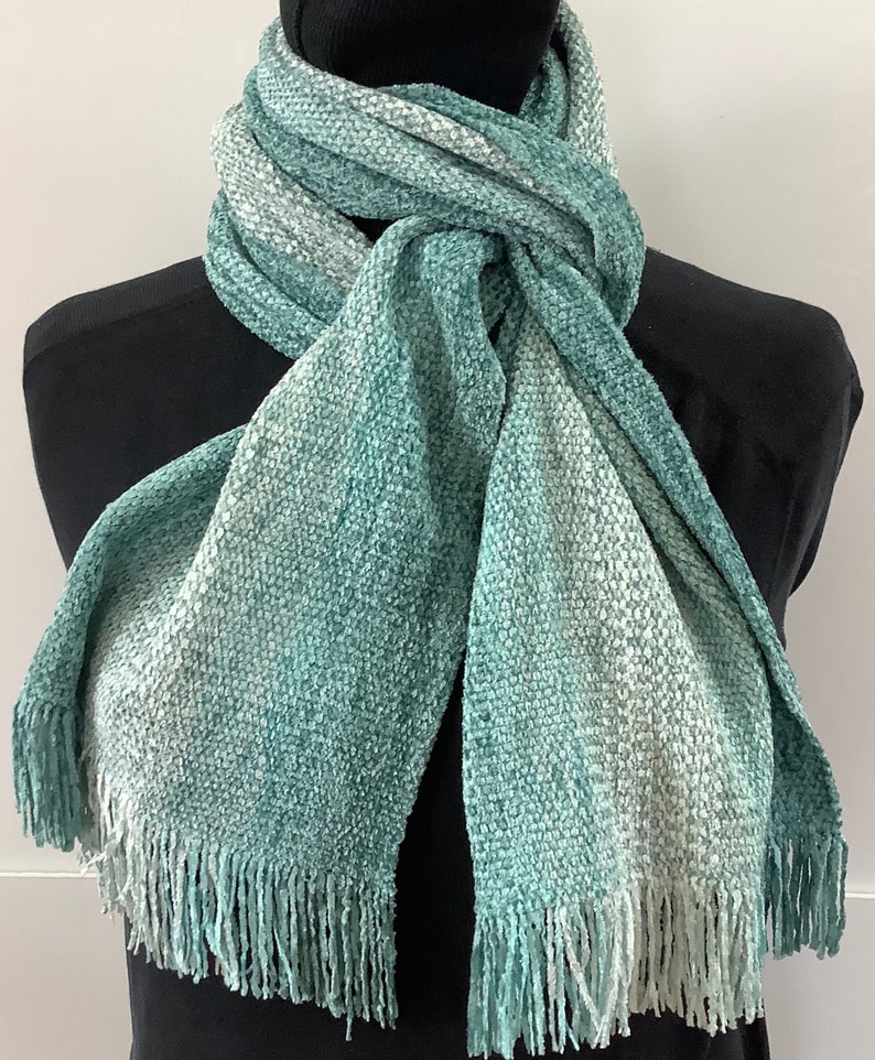 Handwoven Scarves in Beautiful Teal Blues image 4