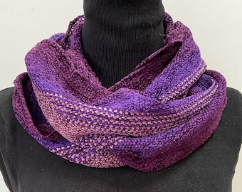 Handwoven  Infinity Scarves in Deep Purples