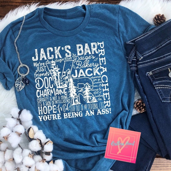 Virgin River Typography Graphic Tee | Jack's Bar Shirt | Jack and Mel | Netflix TV Show | Fan Apparel | Unisex Bella Canvas | Free Shipping