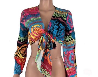 versace inspired print blouse