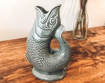 Ceramic gluggle jug | water jug | fish vase | handmade in England