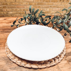 White pearl edge | extra large serving platter | round platter | beautiful stoneware