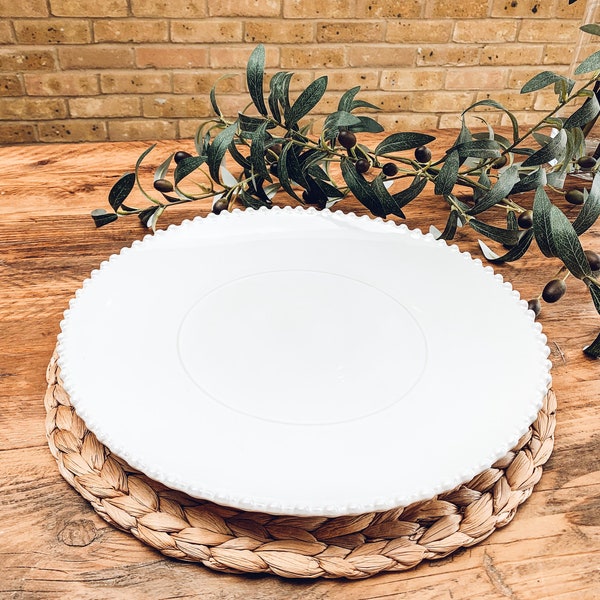 White pearl edge | extra large serving platter | round platter | beautiful stoneware