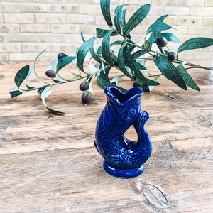 MINI ceramic Gluggle jug | handmade in England | cobalt blue