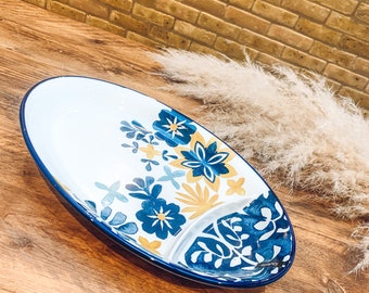 Mediterranean print | oval serving platter | serving plate