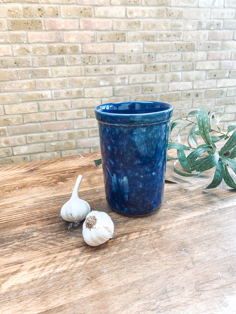 Cobalt Blue Utensil Holder Mediterranean Farmhouse Style Etsy