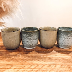 Barista style ceramic glazed | flat white coffee cups | mixed sets of four
