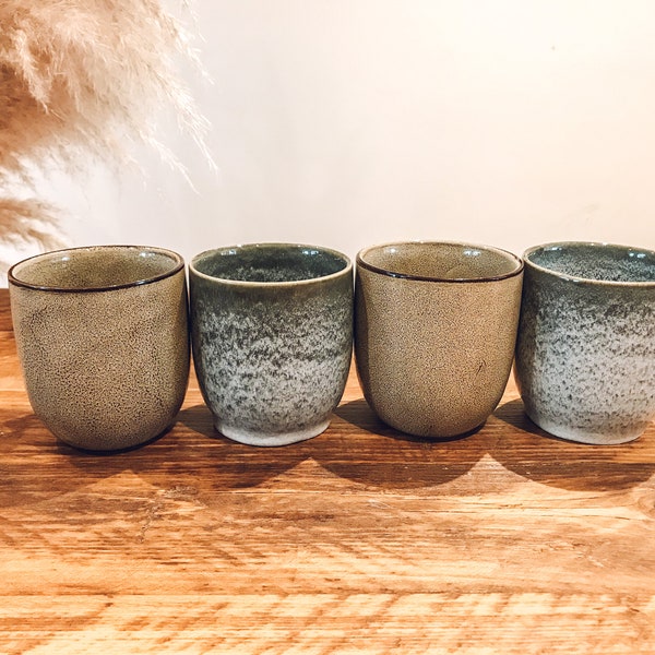 Barista style ceramic glazed | flat white coffee cups | mixed sets of four
