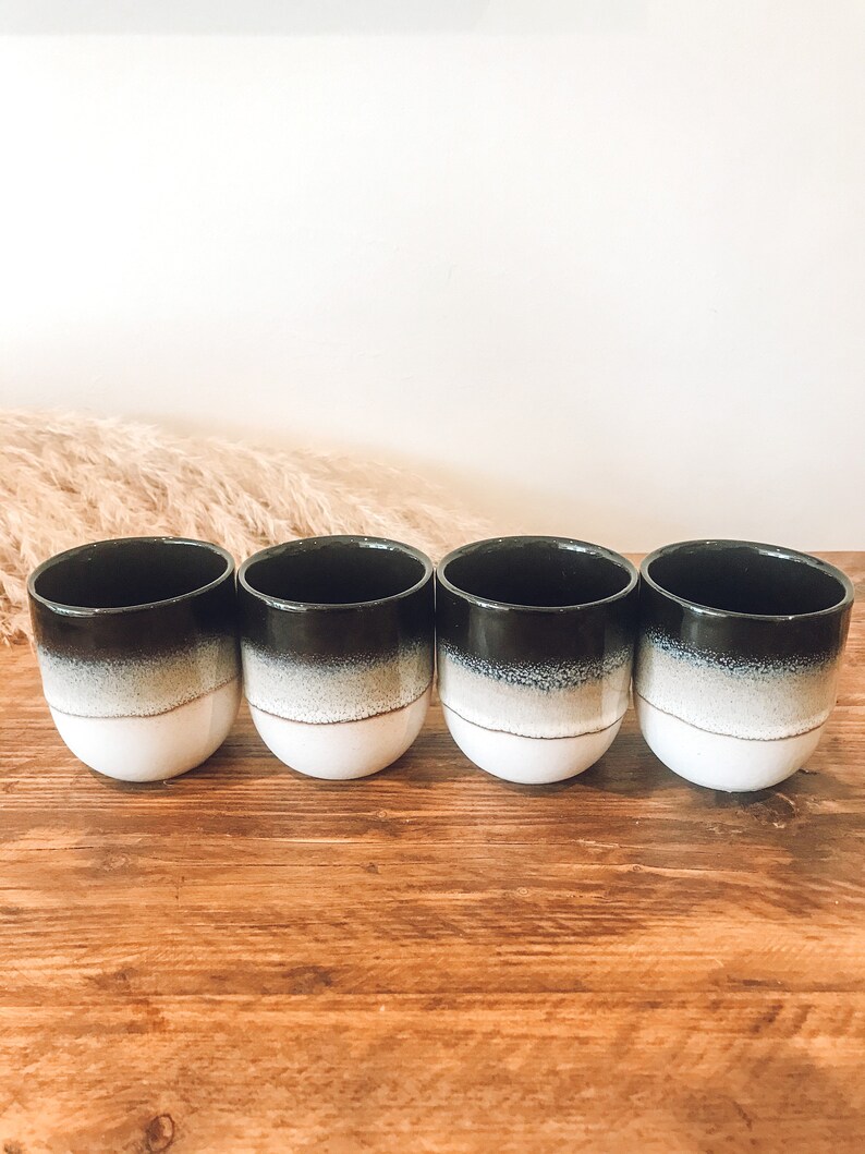 Flat White Cups Glazed Barista Style Coffee Cups Set of Etsy