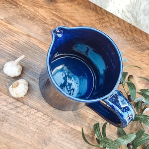 Cobalt blue extra large ceramic jug pitcher vase Mediterranean farmhouse style image 3