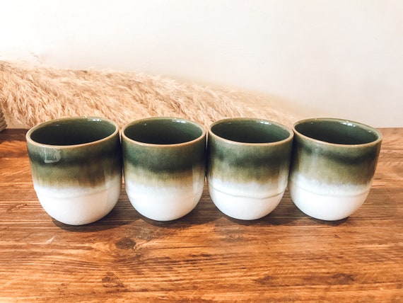 Barista style céramique vitré tasses à café blanches plates ensemble de  quatre -  Canada