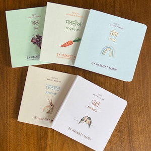 Zestaw 5 książek Punjabi Board Book, owoce, warzywa, kolory, ptaki i zwierzęta, prezent dla noworodka, książeczka dla dziecka