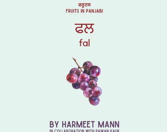 Fruits in Punjabi, Punjabi Board Book, Punjabi fruits, my first punjabi fruit  book, newborn gift, baby book