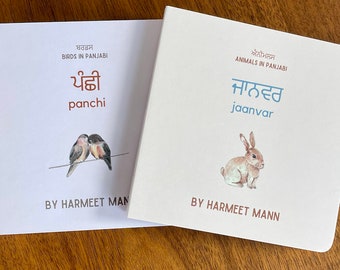 Punjabi Board Book Set di 2, Uccelli e animali, regalo neonato, libro per bambini
