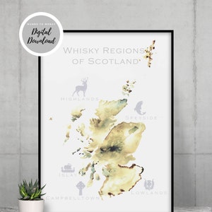 Idée cadeau whisky pour lui, impression d'art carte de l'Ecosse, amateur de whisky, amateur de scotch, impression d'art Ecosse, photo Ecosse, cadeau pour homme, whisky