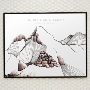 Isle of Skye - Sgurr Nan Gillean Art Print, Munro Absacken, Handarbeit, Schottland Bild, Hochzeitsgeschenk, Schottisches Hochzeitsgeschenk