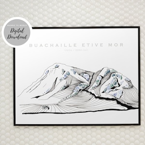 Glen Coe - Scotland Print - Buachaille Etive Mor - PRINTABLE - Scottish Home Decor - Cottage Picture - DIGITAL DOWNLOAD - Hill Walker Gift