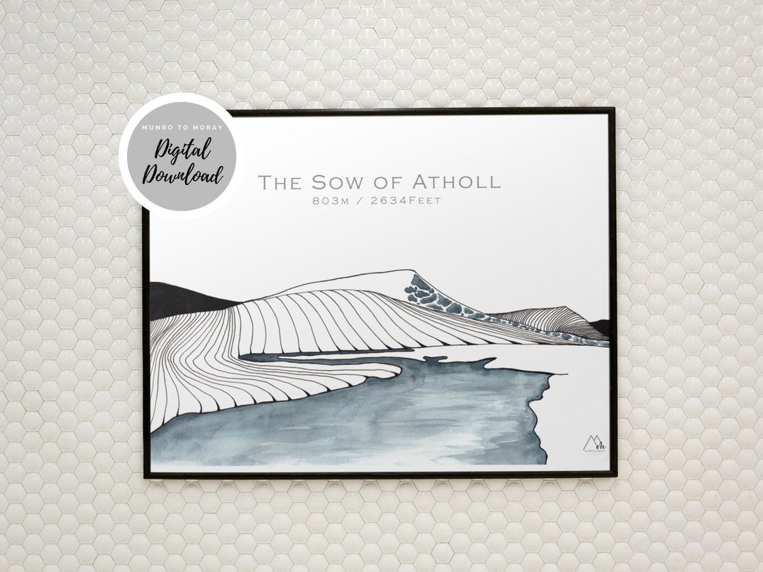 Hill Printable, Hill Walking Gifts, Scotland Wall Art Print, the Sow of