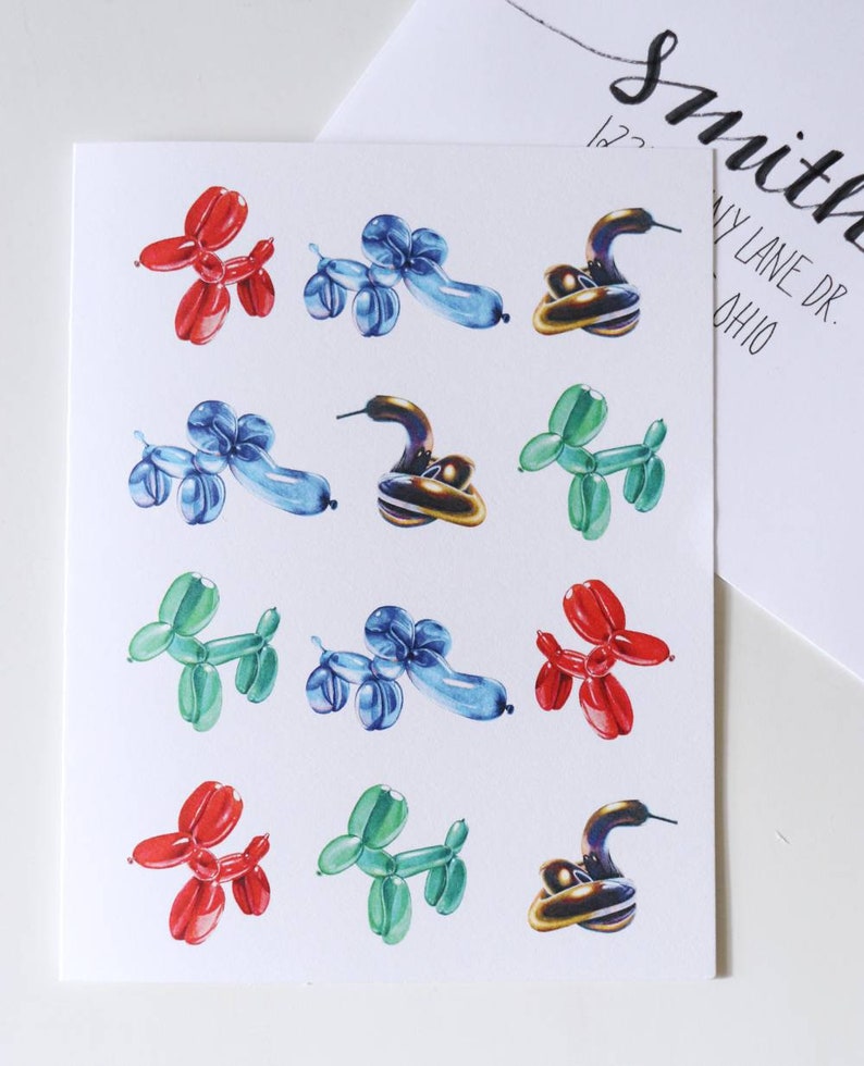 Balloon Animal Note Cards, Set of 5 - Etsy