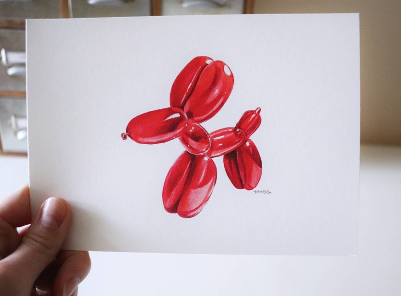 7x5 Art Print of Red Balloon Dog