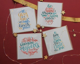 Pack of 4 Christmas Carol Greetings Card | Festive Cards | Holiday Cards | Simple Designs